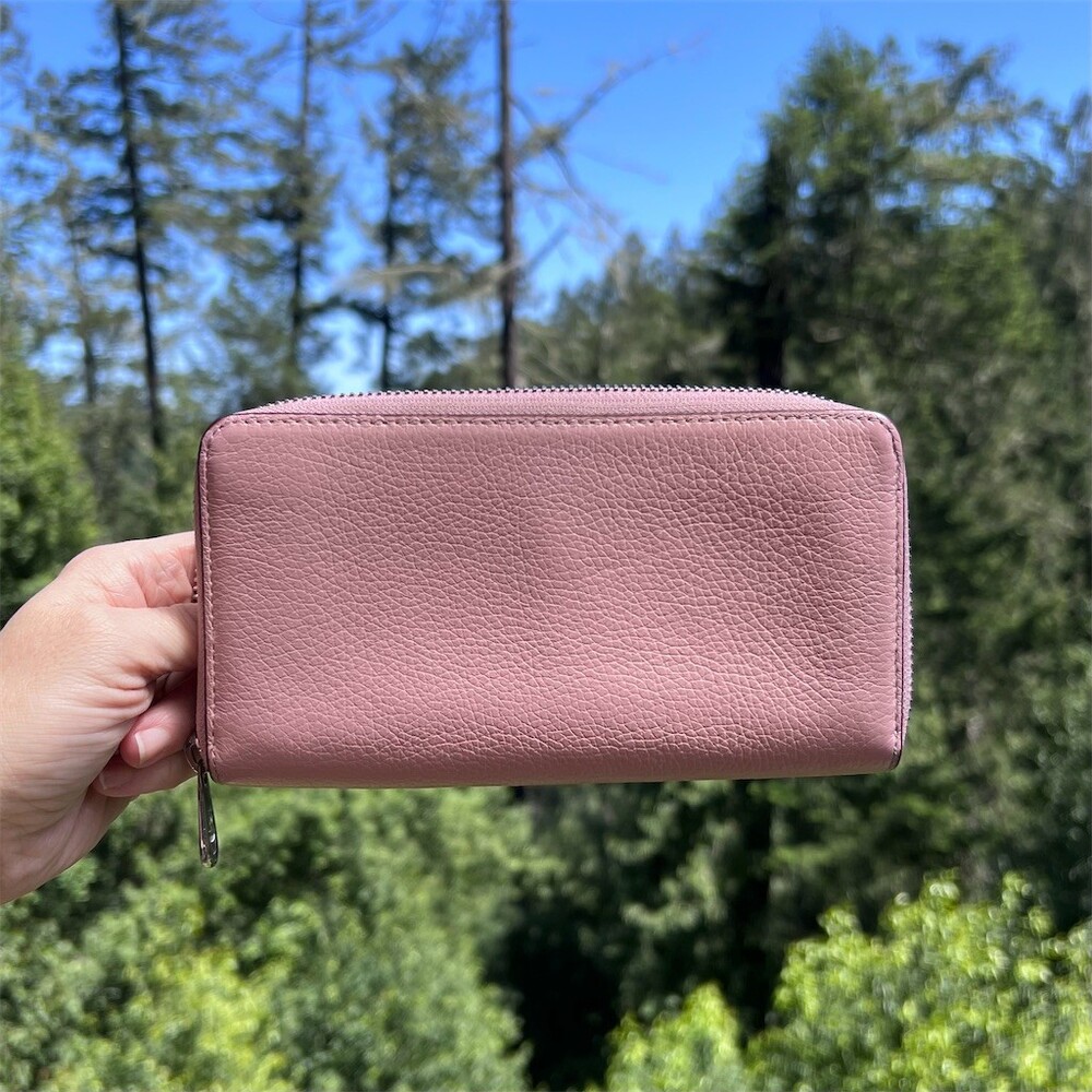 COACH Long Zip-Around Wallet PINK Pebble Leather with Silver Hardware AUTHENTIC - Picture 2 of 11